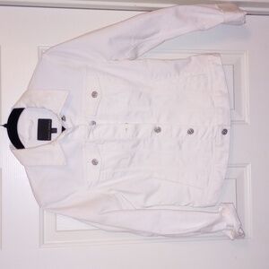 Banana Republic Classic White Denim Trucker Style Excellent Condition Size SMALL